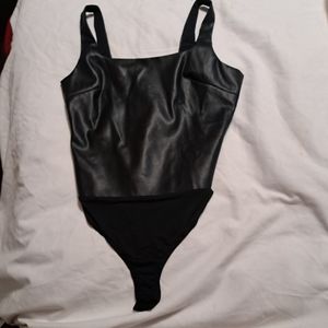 Faux Leather Bodysuit Size M